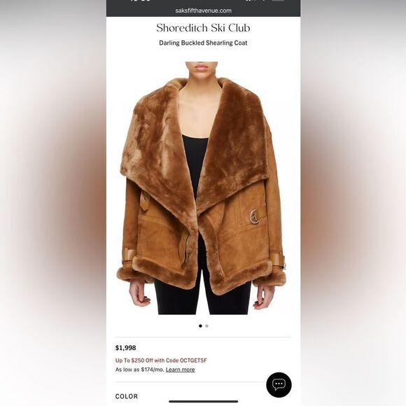 Shoreditch Ski Club Darling Buckled Shearling Coat size XS - Picture 3 of 13